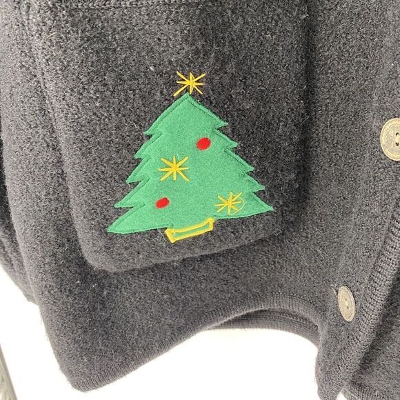 Vintage Marisa Canvas Ugly Christmas Sweater Cardigan Boiled Wool Women’s Size L - Picture 6 of 10